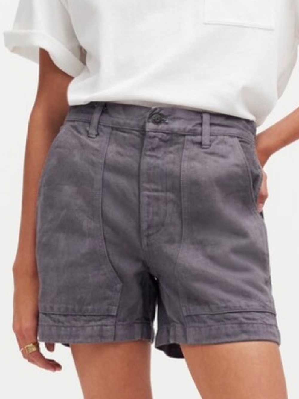 Madewell x MN Dye Studio Workwear Utility Shorts Dark Gray Denim Size 25 NO729